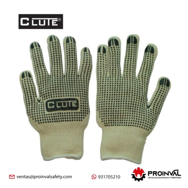 GUANTE DE HILO C/PTOS DE PVC PALMA Y DORSO CLUTE